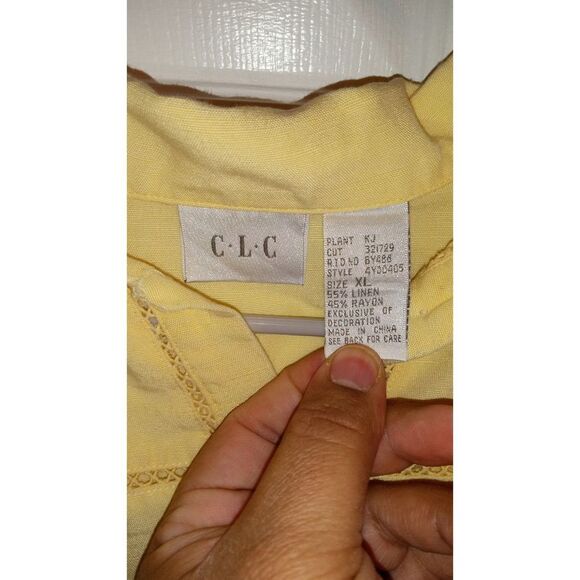 CLC XL Yellow Linen Blend Button UP Blouse - Picture 3 of 5